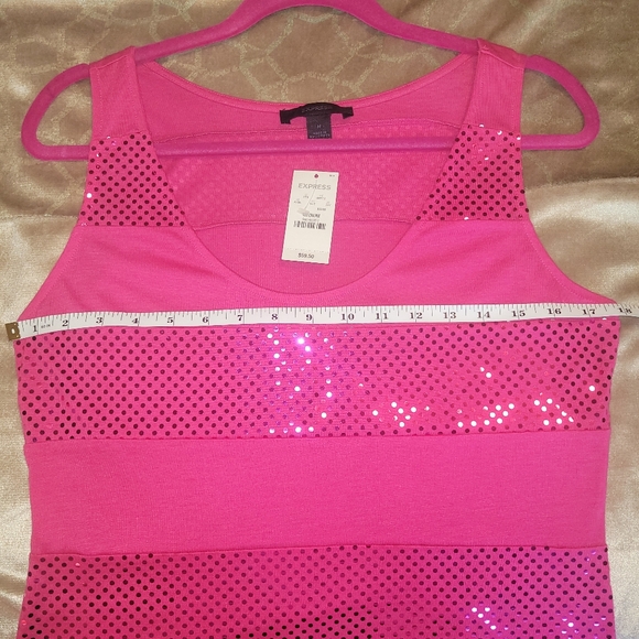 2007 Vintage Express Hot Pink Sequin Mini Dress - Picture 4 of 6